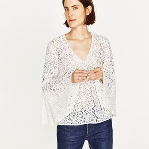 Zara Lace Bell Sleeve Top